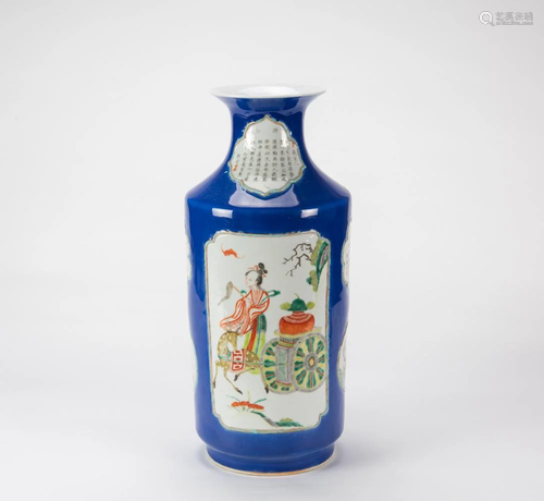 Daoguang-A Blue Ground Famille-Glazed â€˜Figureâ€™ Rouleau V...