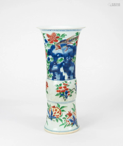 Qing - A Wucai â€˜Flowers And Birdsâ€™ Vase