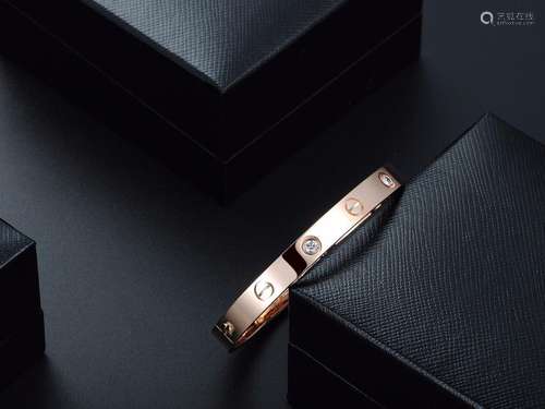 18K ROSE GOLD FOUR DIAMOND CARTIER LOVE BANGLE