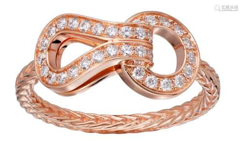 18K ROSE GOLD DIAMOND  CARTIER AGRAFE RING