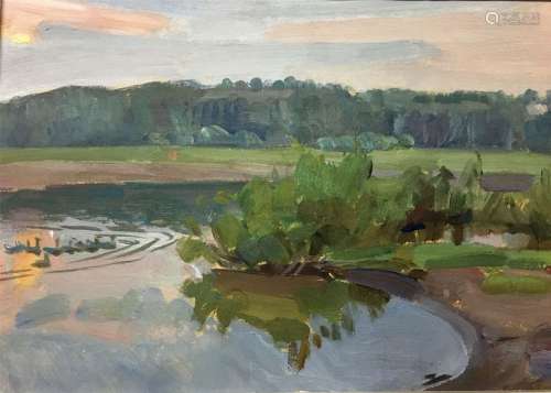 River landscape oil painting