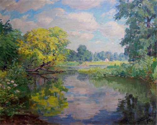 Oil painting River landscape Kisil Grigory Alekseevich