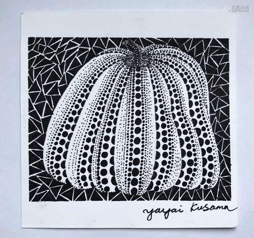 YAYOI KUSAMA BLACK MARKER PAINTING OF PUMPKIN