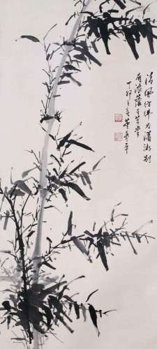 CHINESE SCROLL PAINTING OF BAMBOO SIGNED BY DONG SHOUPING