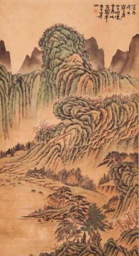 CHINESE SCROLL PAINTING OF MOUNTAIN VIEWS SIGNED BY KEYUAN