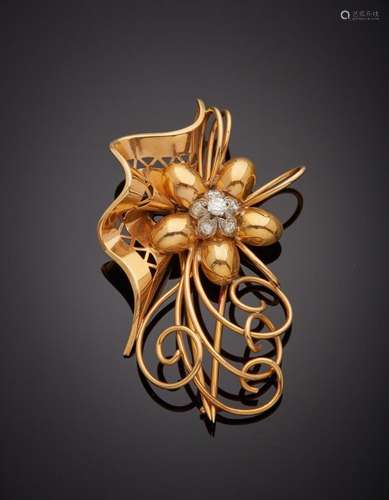 CLIPS de REVERS "fleur et volutes" en platine (950...