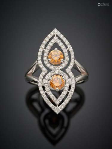 BAGUE "marquise" "deux gouttes" en or gr...