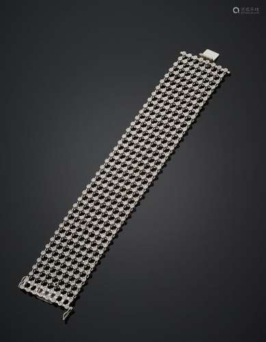 BRACELET manchette "résille" en or gris (750‰) ajo...