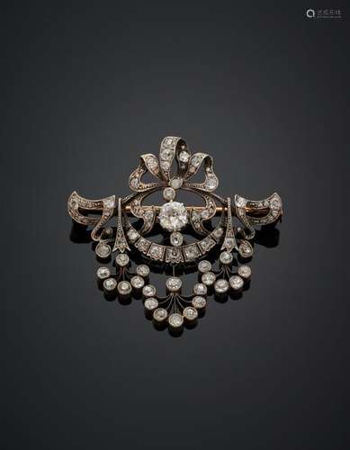 BROCHE "noeud" et "palmettes" en or rose...