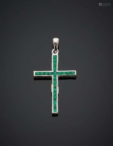 PENDENTIF "croix" double face en or gris (750‰) se...