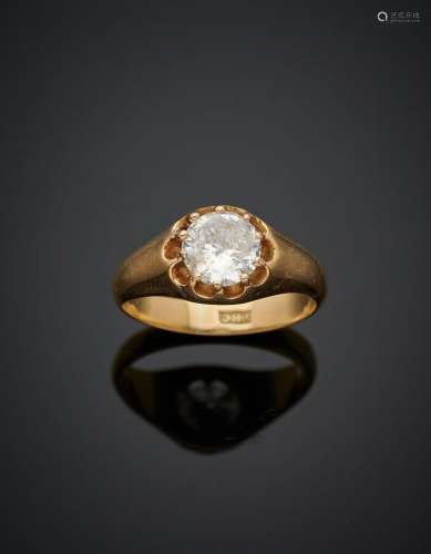BAGUE "jonc" en or jaune (750‰) serti d'un diamant...