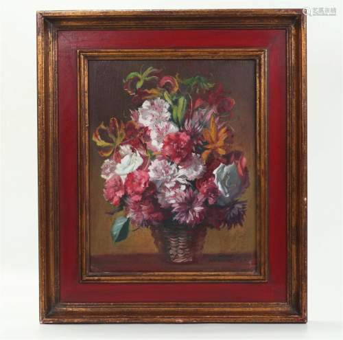 Paul Longenecker; Floral Still Life, Oil on Board