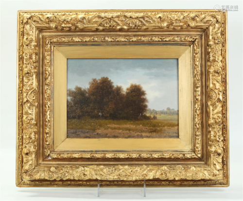 M Donat; Oil on Panel; 19th C French Farm Scene