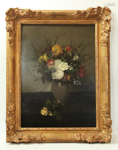 Jules Felix Ragot; Oil Panel Early Summer Flowers