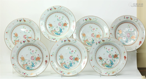 7 Fine Chinese Early 18th C Famille Rose Bowls