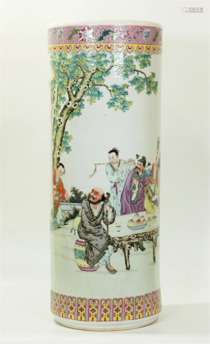 Chinese Enameled Porcelain Baxian Umbrella Stand
