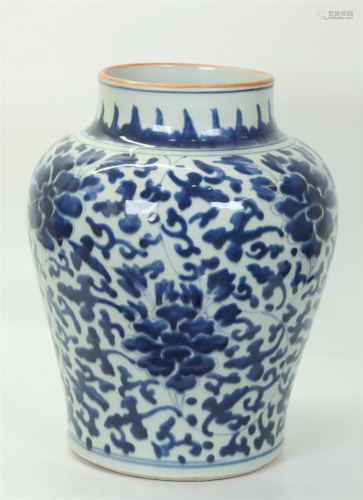 Chinese Transitional 17 C Blue White Porcelain Jar