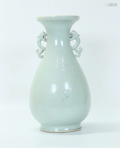 Chinese Incised Pale Celadon Porcelain Vase