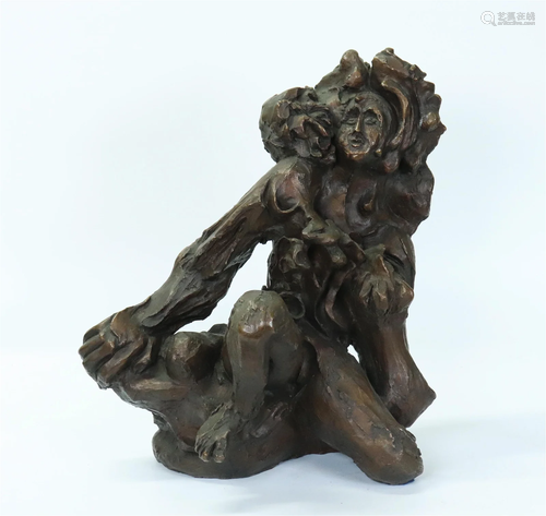 JM; Cast Bronze Expressionist Figural Sculpture