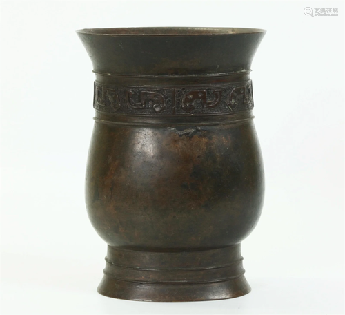 Chinese Archaistic Snake Border Bronze Vase