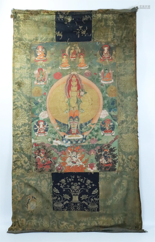 Fine Tibetan 18th Century Guanyin Thangka