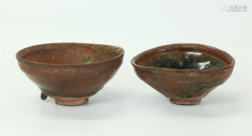 2 Chinese Jian Hare's Fur Teabowl Kiln Wasters