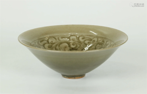 Chinese Yaozhou Molded Celadon Porcelain Bowl