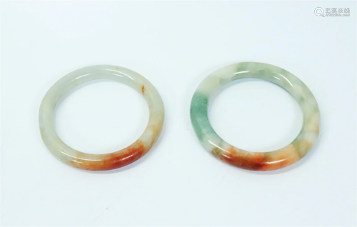 2 Chinese 3 Color Jadeite Bangles