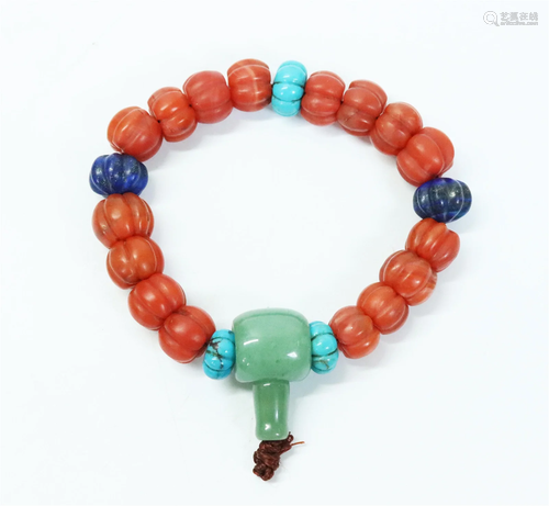 Tibetan Chaplet 18+ Carnelian Bead Rosary Bracelet