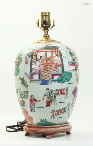 Chinese Silk Industry Enameled Porcelain Jar