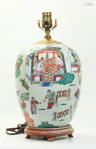 Chinese Silk Industry Enameled Porcelain Jar