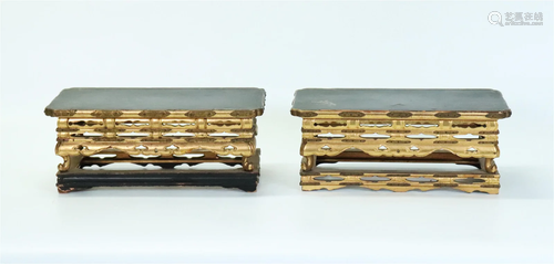 Pr Japanese 19 C Gilt Lacquer Rectangular Stands