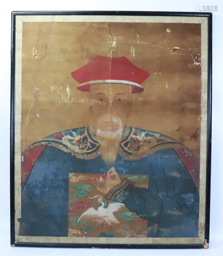 Chinese Silk Painting Qing Court Ancestor Portrait