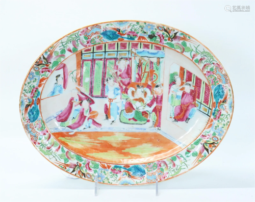 Chinese 19th C Rose Mandarin Porcelain Platter