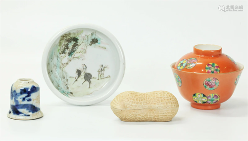 4 Chinese Porcelain Scholar's Desk Accessories