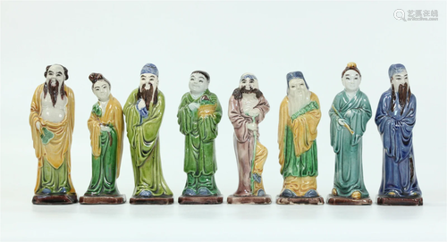 Chinese 8 Immortals Sancai on Biscuit Porcelains