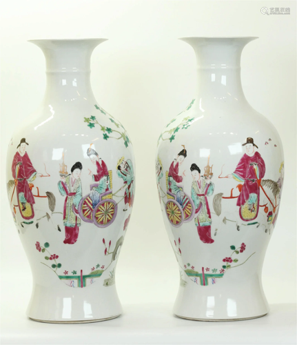 Mirror Pr Chinese Rose Enameled Porcelain Vases