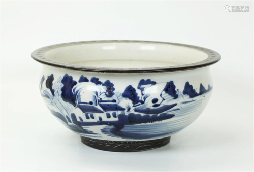 Chinese Blue & White Porcelain Incense Burner Bowl