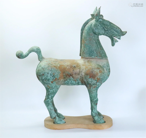 Large Chinese Cast Bronze Standing Horse