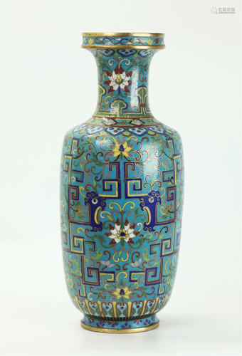 Chinese Cloisonne & Gilt Bronze Baluster Vase