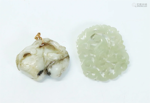 Chinese Qing Jade Pendant; Chicken Bone Toggle