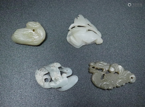 4 Chinese Jade or Hard Stone Carved Toggles