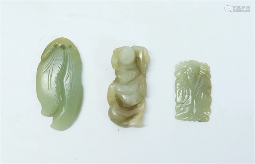 3 Chinese Jade or Hard Stone Carved Toggles