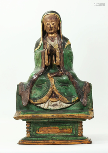 Rare Chinese Ming/Qing Sancai Porcelain Buddha