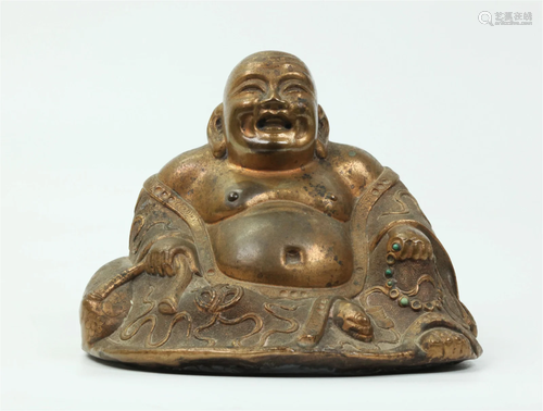 Chinese Gilt Bronze Budai Buddha, Sealed Base