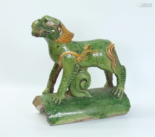 Chinese Ming Dynasty Green Qilin Roof Tile