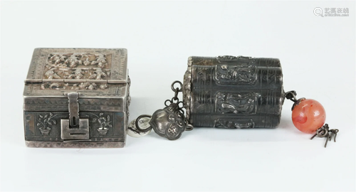 Chinese Silver Miniature Box & Scent Pendant