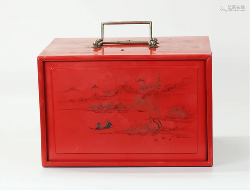 Chinese Fuzhou Lacquer Majong 5 Drawer Game Box