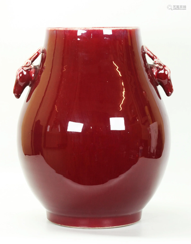 Large Chinese Underglaze Red Porcelain Hu Vase