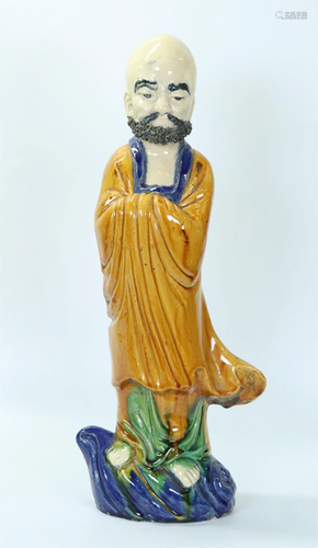 Chinese Sancai Ceramic Bodhidharma Crossing River